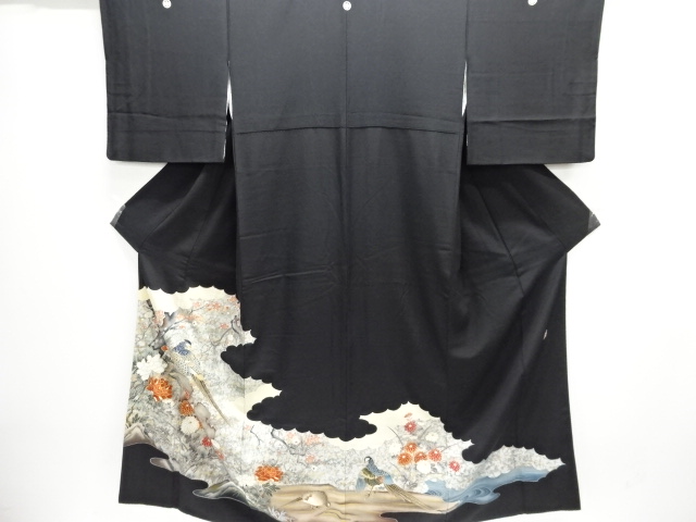 JAPANESE KIMONO / TOMESODE / EMBROIDERY / FLORAL PLANTS / ARTIST WORK